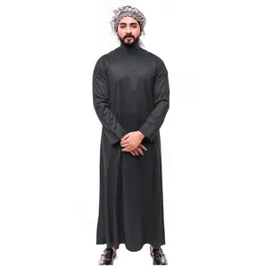 2024 muslimische Männer Thobe islamische Kleidung Dubai arabisch Kapuzenmantel Jubbah Kaftan Outdoor Sommerkleidung Baumwollmaterial Thobes