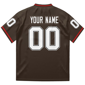 Custom Brown Football Jersey Personalized Team Shirt Breathable Mesh <b>Top</b> With Name And Number - Product Image 4