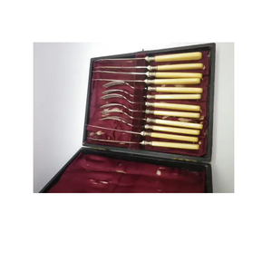 Couteau à beurre Plat à beurre avec couteau épandeur en acier miroir avec spatule à confiture Ustensiles Poignées en os de corne de buffle - Product Image 3