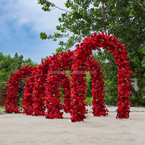 Arco de Flores Artificiales X890, Estilo Bosque <span class=keywords><strong>Tropical</strong></span>, Color Rojo Borgoña Intenso, Guirnalda de Flores Colgantes, Decoración de Fondo - Product Image 6