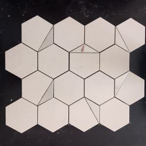 ShangarForEverySpace 73mm hexagone argent PVD carreau de mosaïque en céramique vitrifiée pour hôtels et restaurants murs de la salle à manger - Product Image 1