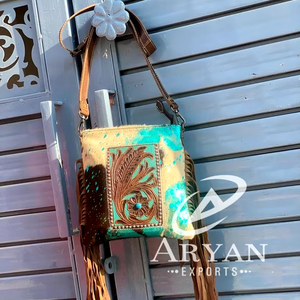 Sac à bandoulière en fourrure véritable, sac à main moyen avec franges, sac en cuir Western Cowgirl à la mode - Product Image 1