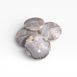 Sous-verres carrés en pierre bleue avec effet marbre, texture naturelle et bords dorés pour la décoration moderne de la salle à manger et du bureau - Product Image 6