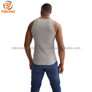Venta al por mayor de algodón con logotipo personalizado correr músculo sin mangas Fitness última moda desgaste entrenamiento hombres gimnasio camiseta sin mangas para Unisex - Product Image 2