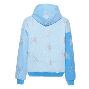 Sudaderas con capucha de diamantes de imitación hechas a medida para hombre, sudaderas con capucha básicas de colores en contraste - Product Image 2