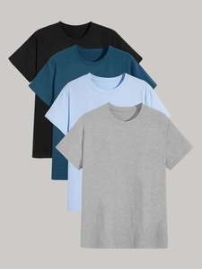 เสื้อยืดแขนสั้นผู้ชายผ้าฝ้าย100% ดีไซน์เรียบจากปากีสถานขายส่ง - Product Image 3