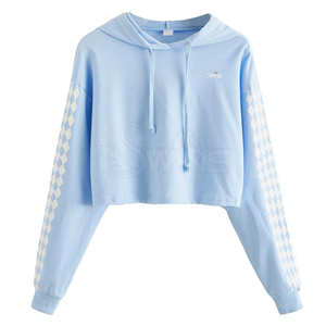 Diseño OEM personalizado de calidad superior estilo callejero Crop Top sudaderas con capucha lavado ácido hecho Crop Top sudaderas con capucha - Product Image 1