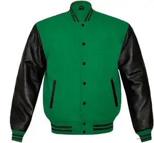 Erkek kolej ceketi Hoodie Letterman kolej yün deri şık ceket-toptan fiyat özel deri