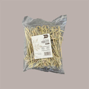 Noeud de brochette bouclé en bois de bambou naturel 300 pièces 10.5 cm pour les faveurs de fête - Product Image 4