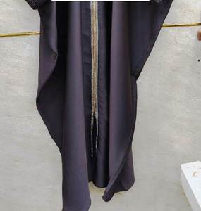 Ropa musulmana tradicional islámica elegante y modesta para mujer, ropa de fiesta con cremallera abierta frontal, estilo Abaya, accesorio incluido - Product Image 2