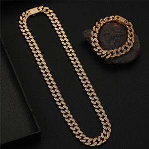 Joyería de acero inoxidable unisex, collares de cadena de eslabones cubanos IcedOut, conjunto de <span class=keywords><strong>collar</strong></span> de piedra de Miami 18K PVD Punk cubano - Product Image 5