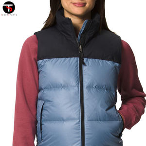 Chaleco de invierno para mujer personalizado cuello alto transpirable algodón burbuja diseño a prueba de viento acolchado sin mangas-Chaleco alto - Product Image 5