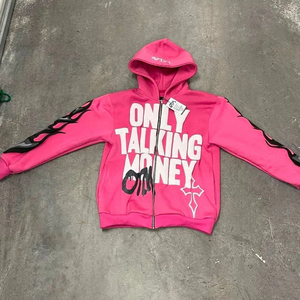 Fabricantes de ropa de aduanas, Sudadera con capucha recortada, ropa de calle de gran tamaño, última sudadera holgada con estampado de espuma de algodón - Product Image 4