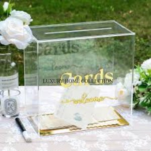Boîtes de rangement classiques en acrylique transparent pour cartes de visite à la maison pour la décoration de mariage - Product Image 1