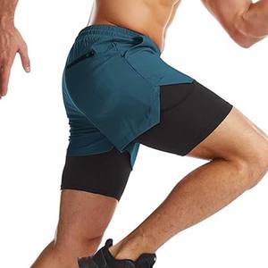 JWJ Short de course d'entraînement 2 en 1 pour homme Short de gymnastique athlétique de 7 pouces Doublure de compression Short imprimé de style personnalisé camouflage - Product Image 5