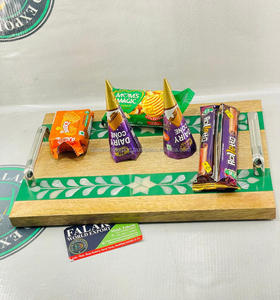 ถาดไม้เสิร์ฟทำด้วยมือพร้อมที่จับเหล็กเหมาะสำหรับเสิร์ฟเครื่องดื่มอาหารและขนมโดย Falak World - Product Image 3