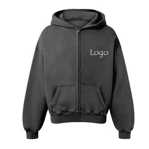 Sweats à capuche zippés Blank Boxy Full Face Zipper Surdimensionné Custom Basics Cotton Blended Men's Hoodies Fleece Cotton Sweatshirts - Product Image 4