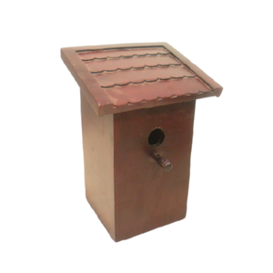 Casa de pájaros de Metal con acabado antiguo con diseño de cabaña de techo de Metal para jardín, balcón, casa de pájaros de Metal decorativa - Product Image 5