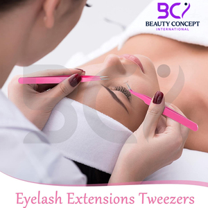6 Piece Pink Color Stainless Steel Eyelash Extension Tweezers New Arrival Made of High Grade Surgical Steel Grafted Tweezers - Product Image 4