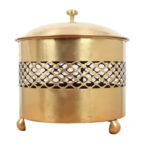 Brass coal bucket with lid fire pits outdoor accessories for home garden patio fire ash coal bucket fireplace tools wholesale