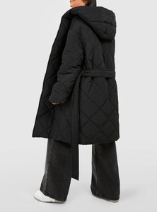 Parkas réversibles en tricot pour femmes, hiver 2026, poches, épaisses, chaudes, à capuche, en polyester/nylon, manteaux amples pour femmes, vestes matelassées - Product Image 4