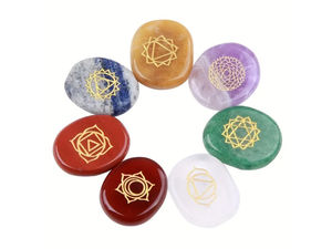 Juego de piedras curativas de cristal hechas a mano de 7 Chakras, piedras preciosas de ágata Natural, bolsa de terciopelo para Reiki, meditación, energía, recuerdo hecho a mano - Product Image 4