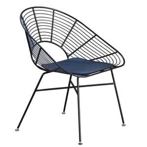 Chaise en fil métallique à usage multiple enduit bleu royal Chaise en métal robuste construite pour les espaces de vie intérieurs décoratifs - Product Image 1