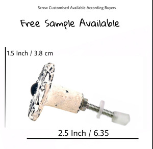 Tiradores de flores de hierro fundido desgastados blancos Tiradores de manija de gabinete de cajón - Product Image 3