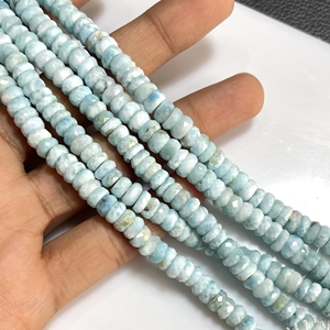 Perles naturelles en forme de rondelle à facettes en larimar de bonne qualité pour la fabrication de bijoux - Product Image 2