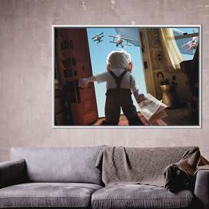 Toile imprimée personnalisée pour chambre d'enfant : Art mural de dessin animé Carl Fredricksen, 1P : encadré blanc - Product Image 1