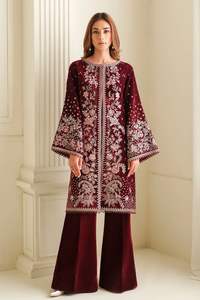 Designer Indian/Pakistani stylish Long Kurta, Pant & Dupatta Party-Wear/Wedding <b>Dress</b> with Heavy-Embroidery work @ 2025 - Product Image 2