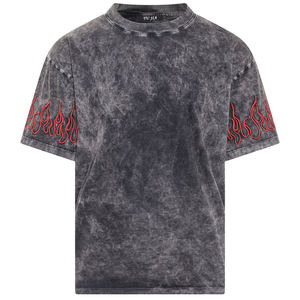 Premium hombres Casual en blanco 300 gsm Vintage ácido lavado Streetwear 100% algodón de gran tamaño ácido lavado camisetas para hombres - Product Image 3