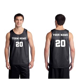 Custom Men's Black Mesh Basketball Jersey With Team Name And Custom Number Sublimated Print Breathable Sleeveless Tank <b>Top</b> - Product Image 1