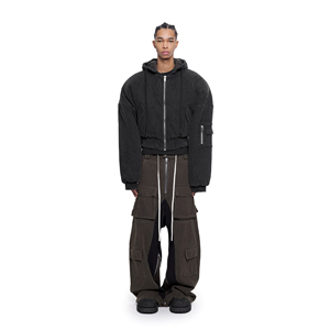 แจ็คเก็ตบอมเบอร์ผ้าแคนวาสหนาคุณภาพสูงสำหรับทุกเพศ  ปักโลโก้ตามสั่ง  ตกแต่งด้วยงานปักด้านหน้า  ขายส่งสำหรับฤดูหนาว - Product Image 3