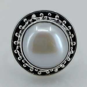 925 Sterling <b>Silver</b> Coin Pearl <b>Ring</b> Handmade Boho <b>Statement</b> Promise for Women Freshwater June Birthstone Jewelry - Product Image 6