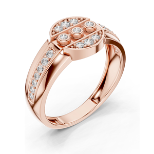 Bague pour femme à trois pierres en diamant de culture, clarté VVS-VS, 0,322 CT, disponible en or 18 carats, 14 carats, 10 carats et argent 925, rose - Product Image 5