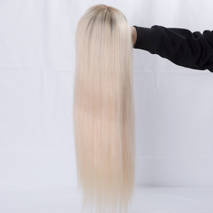 Parrucca in <span class=keywords><strong>Capelli</strong></span> Umani Vergini 100% Biondo Platino Ultra con Base in Seta, Effetto Realistico, Lunga e Leggera, Densità 130%, Senza Colla - Product Image 3