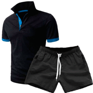 Nouvel ensemble d'été 2023 pour homme : T-shirt respirant grande taille à manches courtes + short, ensemble 2 pièces, polo ajusté à revers, taille américaine - Product Image 1