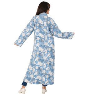 Chaqueta de invierno con estampado de bloques de mano acolchada de algodón Reversible hecha a mano de estilo indio para mujer - Product Image 4