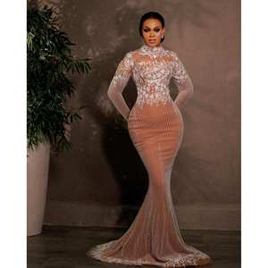 Vestido de Noche Sirena Ivory Blossom con Encaje Floral 3D, Lujoso Vestido con Cuentas y Decoración Floral, Cintura Imperio, Tallas Grandes, Largo hasta el Suelo para Mujer - Product Image 1