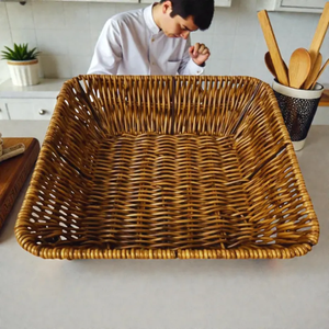 Panier à fruits en rotin tressé, plateau de service rustique pour pain et en-cas - Product Image 2