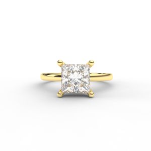 Bague de fiançailles solitaire en diamant de laboratoire taille princesse en or blanc/rose/jaune 9 carats – Fabricant de bijoux fins sur mesure - Product Image 1