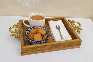 Plateau de service en bois massif de style Art déco pour le Ramadan, décoration de luxe pour la maison, exportateurs en gros d'Inde - Product Image 4