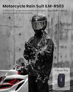 Motorcycle Windbreaker Unisex 2 Piece Waterproof Hooded Casual Solid Jacket and Pants Hidden <b>Shoe</b> Cover Breathable Reflective - Product Image 4