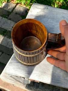 Mug à café et à thé en bois éco-responsable, fait à la main et durable, avec couvercle anti-fuite et isolation sous vide - Product Image 6