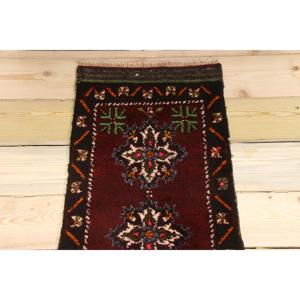Tapis turc, tapis vintage 1,5x3,3 pieds, tapis en laine abstrait rouge et vert - Product Image 3