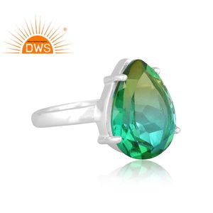 Anillo apilable de piedras preciosas de cuarzo doblete de diópsido de cromo Bio Natural de Plata de Ley fina 925, joyería personalizada para mujer - Product Image 3