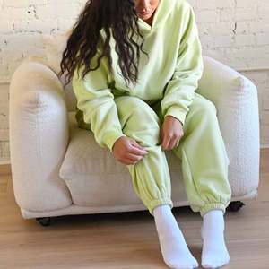 Conjunto Deportivo de Alta Calidad, Sudadera con Capucha de Manga Larga y Pantalones Largos de Felpa de 340 g/m², Color Sólido, Estilo Informal para Invierno - Product Image 5