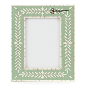 Marco de fotos con incrustaciones de hueso verde hecho a mano, diseño de mosaico elegante para decoración moderna del hogar - Product Image 1