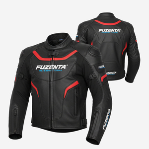 Blouson en cuir de moto professionnel Logo personnalisé Protection dorsale Résistance aux chocs Blousons de course en cuir de moto réglables - Product Image 1